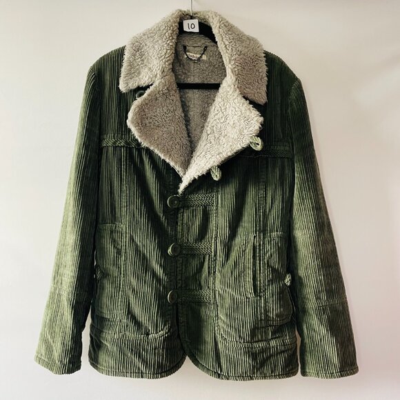 Cloth Logic Womens Army Green Long Sleeve Y2K Sherpa Lined Jacket Size Small - Picture 3 of 10